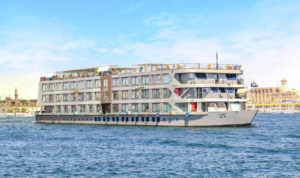 Luxury Nile cruise sailing near Aswan in Egypt