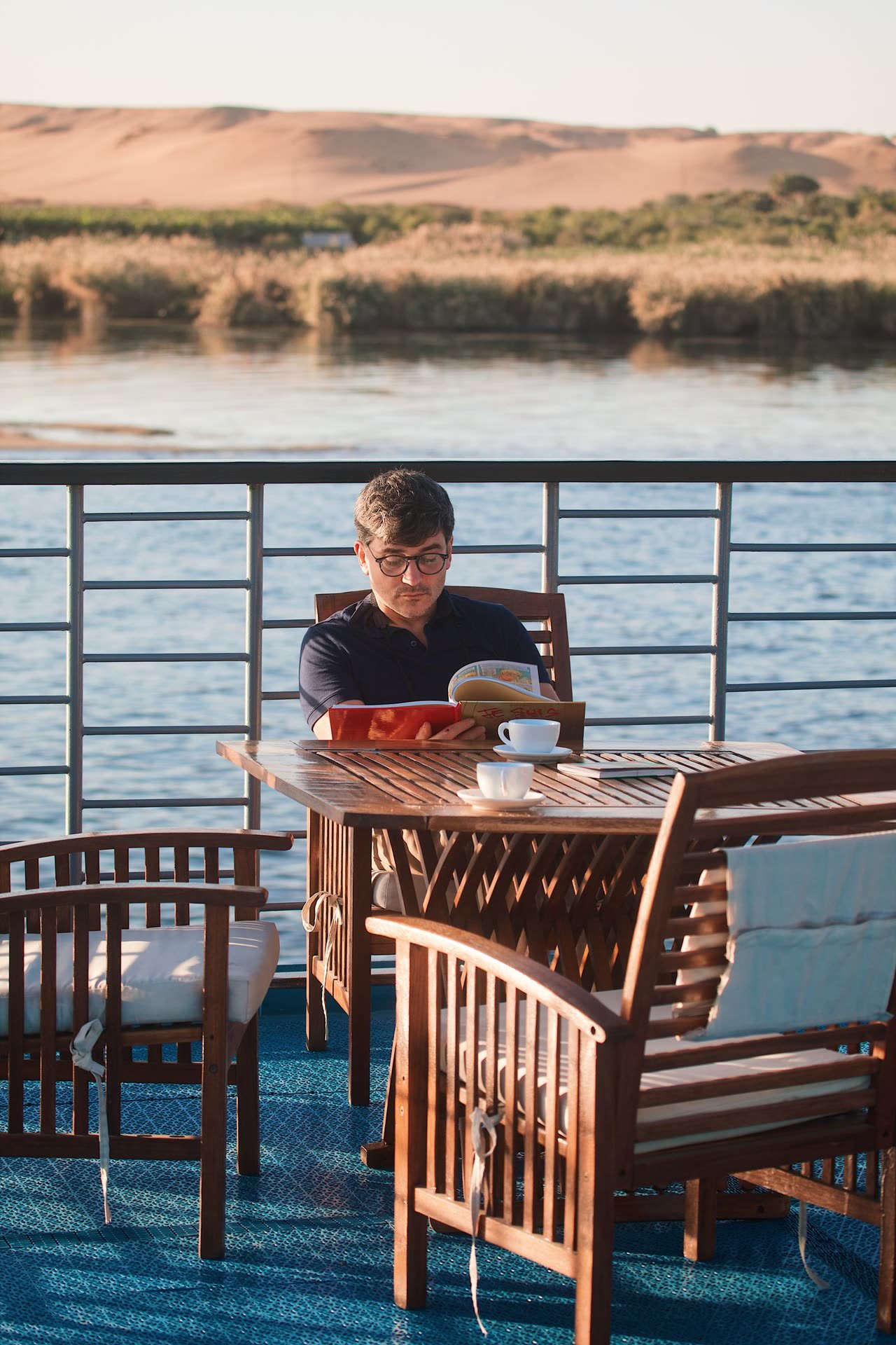 Sun deck aboard the Soleil luxury Nile cruise in Egypt